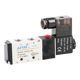 亚德客(AirTAC) 内部先导式电磁阀,2位5通,单电控AC220V,DIN插座式；4V21008A